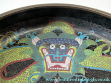 Load image into Gallery viewer, Antique 1900s Chinese Cloisonne Bowl with Yellow Dragon and Flaming Pearl
