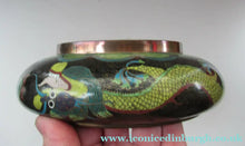 Load image into Gallery viewer, Antique 1900s Chinese Cloisonne Bowl with Yellow Dragon and Flaming Pearl
