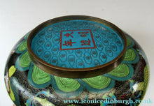 Load image into Gallery viewer, Antique 1900s Chinese Cloisonne Bowl with Yellow Dragon and Flaming Pearl
