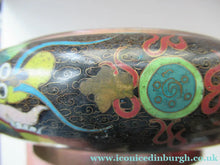 Load image into Gallery viewer, Antique 1900s Chinese Cloisonne Bowl with Yellow Dragon and Flaming Pearl
