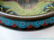 Load image into Gallery viewer, Antique 1900s Chinese Cloisonne Bowl with Yellow Dragon and Flaming Pearl
