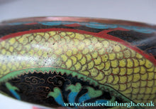 Load image into Gallery viewer, Antique 1900s Chinese Cloisonne Bowl with Yellow Dragon and Flaming Pearl
