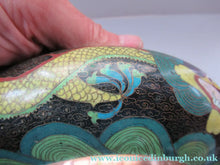 Load image into Gallery viewer, Antique 1900s Chinese Cloisonne Bowl with Yellow Dragon and Flaming Pearl

