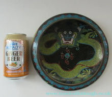 Load image into Gallery viewer, Antique 1900s Chinese Cloisonne Bowl with Yellow Dragon and Flaming Pearl

