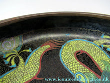 Load image into Gallery viewer, Antique 1900s Chinese Cloisonne Bowl with Yellow Dragon and Flaming Pearl
