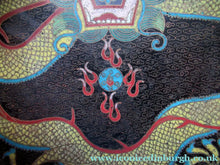 Load image into Gallery viewer, Antique 1900s Chinese Cloisonne Bowl with Yellow Dragon and Flaming Pearl
