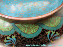 Load image into Gallery viewer, Antique 1900s Chinese Cloisonne Bowl with Yellow Dragon and Flaming Pearl
