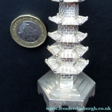 Load image into Gallery viewer, Beautifully Modelled Antique Chinese Export MINIATURE Solid Silver Pagoda Pepper Pot
