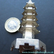 Load image into Gallery viewer, Beautifully Modelled Antique Chinese Export MINIATURE Solid Silver Pagoda Pepper Pot
