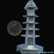 Load image into Gallery viewer, Beautifully Modelled Antique Chinese Export MINIATURE Solid Silver Pagoda Pepper Pot
