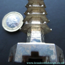 Load image into Gallery viewer, Beautifully Modelled Antique Chinese Export MINIATURE Solid Silver Pagoda Pepper Pot
