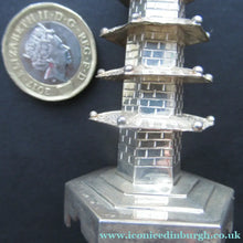 Load image into Gallery viewer, Beautifully Modelled Antique Chinese Export MINIATURE Solid Silver Pagoda Pepper Pot
