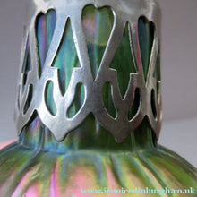 Load image into Gallery viewer, Antique Art Nouveau Kralik Iridescent Metal Glass Vases, Probably by Carl Stolzle
