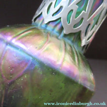 Load image into Gallery viewer, Antique Art Nouveau Kralik Iridescent Metal Glass Vases, Probably by Carl Stolzle
