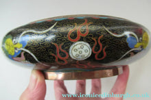 Load image into Gallery viewer, Antique Chinese  Cloisonne Bowl Five-toed Dragon Flaming Pearl  Tonghze Mark
