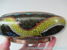 Load image into Gallery viewer, Antique Chinese  Cloisonne Bowl Five-toed Dragon Flaming Pearl  Tonghze Mark
