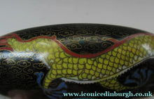 Load image into Gallery viewer, Antique Chinese  Cloisonne Bowl Five-toed Dragon Flaming Pearl  Tonghze Mark
