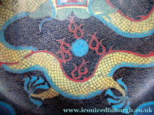 Load image into Gallery viewer, Antique Chinese  Cloisonne Bowl Five-toed Dragon Flaming Pearl  Tonghze Mark
