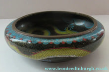 Load image into Gallery viewer, Antique Chinese  Cloisonne Bowl Five-toed Dragon Flaming Pearl  Tonghze Mark
