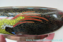 Load image into Gallery viewer, Antique Chinese  Cloisonne Bowl Five-toed Dragon Flaming Pearl  Tonghze Mark
