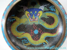 Load image into Gallery viewer, Antique Chinese  Cloisonne Bowl Five-toed Dragon Flaming Pearl  Tonghze Mark
