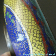 Load image into Gallery viewer, Antique 1900s Chinese Cloisonne Dragon Bowl with Blue Ground
