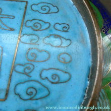 Load image into Gallery viewer, Antique 1900s Chinese Cloisonne Dragon Bowl with Blue Ground
