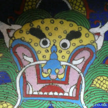 Load image into Gallery viewer, Antique 1900s Chinese Cloisonne Dragon Bowl with Blue Ground
