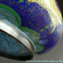 Load image into Gallery viewer, Antique 1900s Chinese Cloisonne Dragon Bowl with Blue Ground
