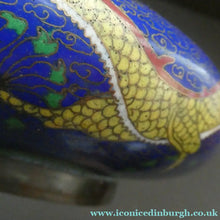 Load image into Gallery viewer, Antique 1900s Chinese Cloisonne Dragon Bowl with Blue Ground
