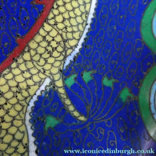 Load image into Gallery viewer, Antique 1900s Chinese Cloisonne Dragon Bowl with Blue Ground
