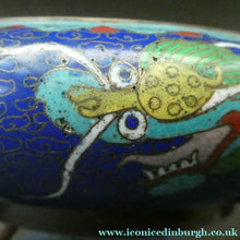 Load image into Gallery viewer, Antique 1900s Chinese Cloisonne Dragon Bowl with Blue Ground
