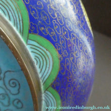 Load image into Gallery viewer, Antique 1900s Chinese Cloisonne Dragon Bowl with Blue Ground
