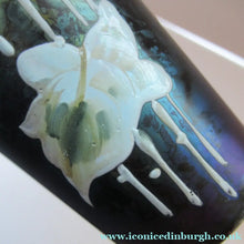 Load image into Gallery viewer, Miniature Art Nouveau Iridescent Glass Match Pair of Vases with Enamel Flower Decoration
