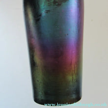 Load image into Gallery viewer, Miniature Art Nouveau Iridescent Glass Match Pair of Vases with Enamel Flower Decoration
