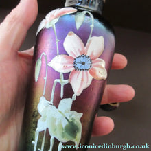 Load image into Gallery viewer, Miniature Art Nouveau Iridescent Glass Match Pair of Vases with Enamel Flower Decoration
