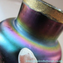 Load image into Gallery viewer, Miniature Art Nouveau Iridescent Glass Match Pair of Vases with Enamel Flower Decoration
