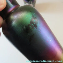 Load image into Gallery viewer, Miniature Art Nouveau Iridescent Glass Match Pair of Vases with Enamel Flower Decoration
