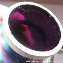 Load image into Gallery viewer, Miniature Art Nouveau Iridescent Glass Match Pair of Vases with Enamel Flower Decoration
