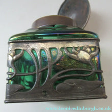 Load image into Gallery viewer, Antique 1900s Loetz Carl Stolzle Glass Inkwell Art Nouveau Waterlilies
