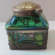 Load image into Gallery viewer, Antique 1900s Loetz Carl Stolzle Glass Inkwell Art Nouveau Waterlilies

