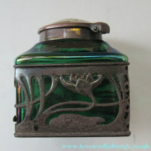 Load image into Gallery viewer, Antique 1900s Loetz Carl Stolzle Glass Inkwell Art Nouveau Waterlilies
