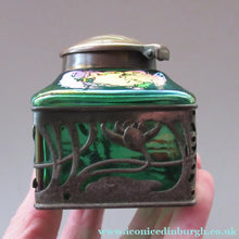 Load image into Gallery viewer, Antique 1900s Loetz Carl Stolzle Glass Inkwell Art Nouveau Waterlilies
