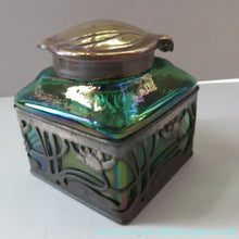 Load image into Gallery viewer, Antique 1900s Loetz Carl Stolzle Glass Inkwell Art Nouveau Waterlilies
