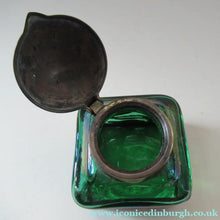 Load image into Gallery viewer, Antique 1900s Loetz Carl Stolzle Glass Inkwell Art Nouveau Waterlilies
