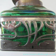 Load image into Gallery viewer, Antique 1900s Loetz Carl Stolzle Glass Inkwell Art Nouveau Waterlilies
