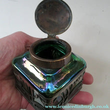 Load image into Gallery viewer, Antique 1900s Loetz Carl Stolzle Glass Inkwell Art Nouveau Waterlilies
