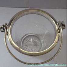 Load image into Gallery viewer, Antique SILVER PLATE Miniature Ice Pail by John Grinsell. English Glass with Plates Rim Mount &amp; Handle
