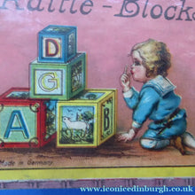 Load image into Gallery viewer, Antique Victorian 1900 Wooden Baby’s Rattle Blocks Puzzle Game. Made in Germany - Vintage Game / Puzzle
