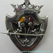 Load image into Gallery viewer, Antique 1901 SILVER BROOCH. Large Shield Brooch with Agates and Overlaid Silver Thistle. Adie Lovekin Ltd
